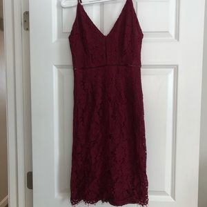 Fitted maroon lace tank dress